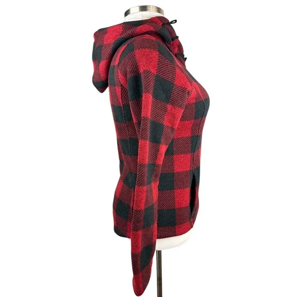 The North Face Crescent Buffalo Plaid Fleece Toggle Hooded Pullover Womens Small - Picture 8 of 16